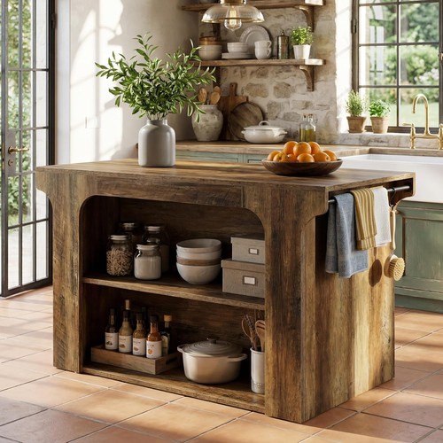Stationary kitchen island with - stationary,