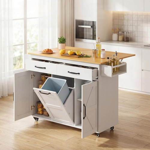 Kitchen island with - with, trash
