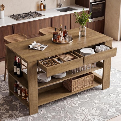 Kitchen island with 2 tier - kitchen,