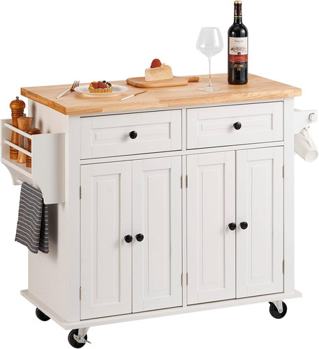 Kitchen island cart with solid - kitchen,