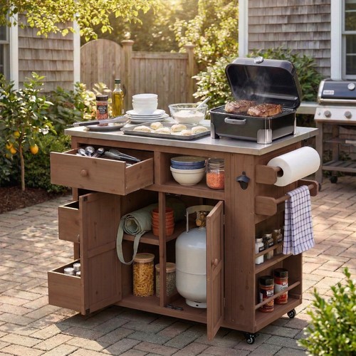 Extendable kitchen island with - extendable,