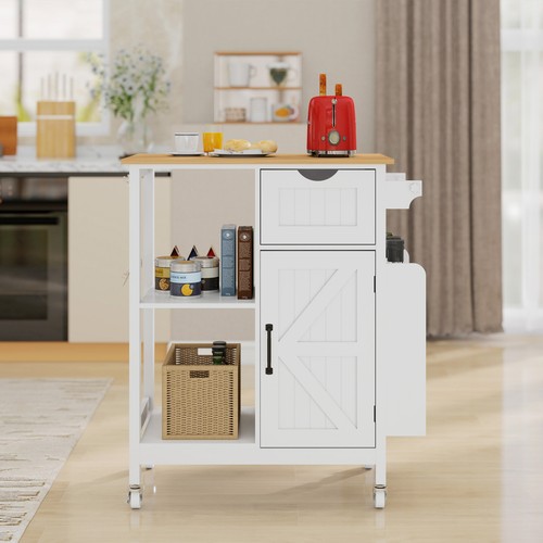 White kitchen island cart - kitchen, with