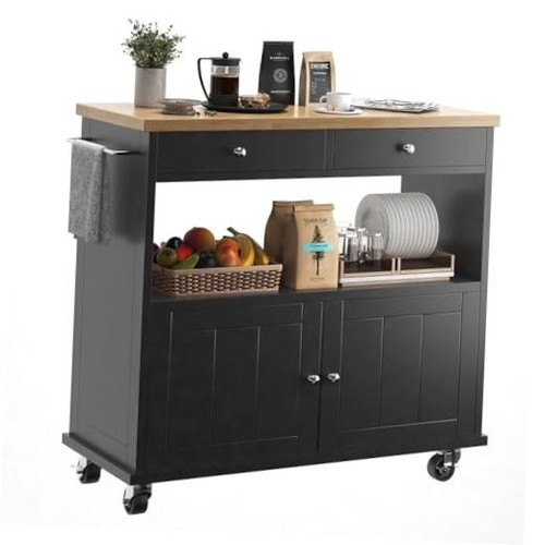 Rolling kitchen island - kitchen, with