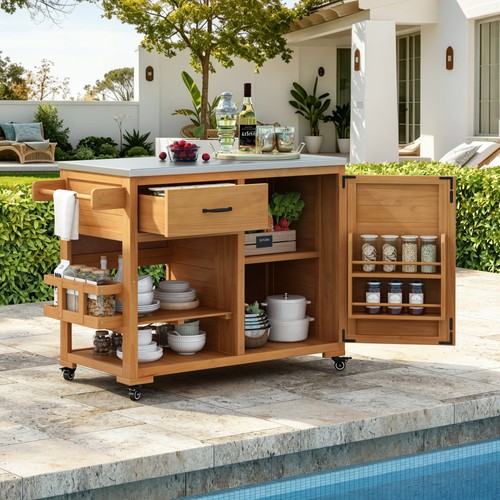 Outdoor kitchen island - kitchen, with