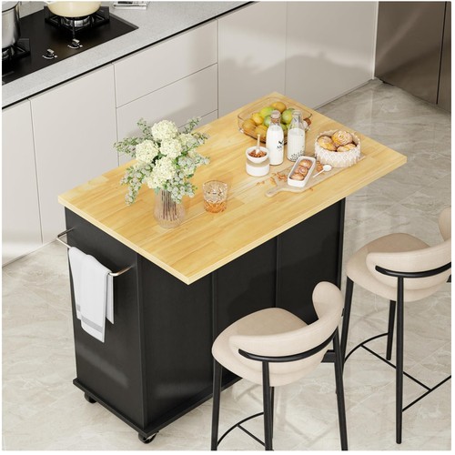 Black kitchen island cart - kitchen,