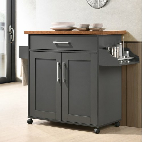 Gray oak kitchen trolley - gray,