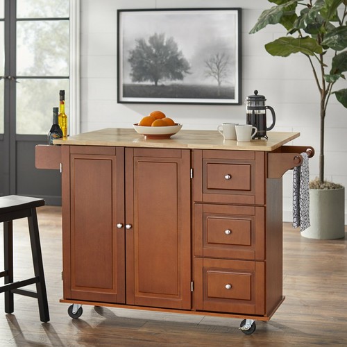 Cherry wooden kitchen island - wooden,