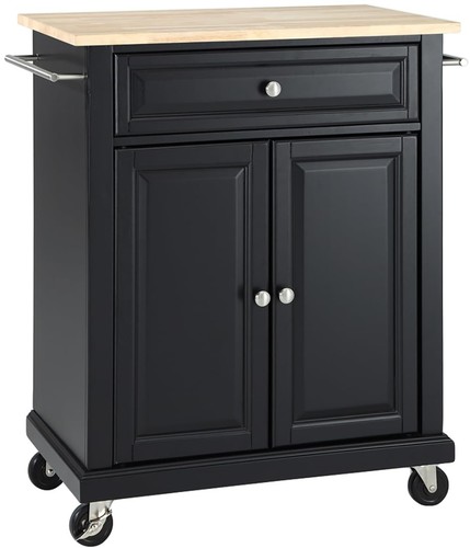 Compact rolling cart with wood - with,