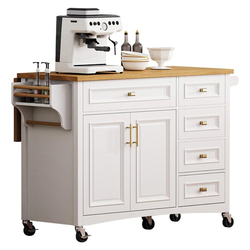 White kitchen island cart - white,